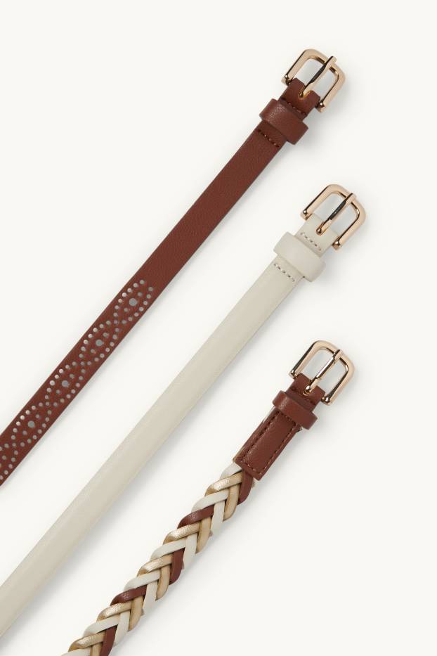 Dona - Paquet de 3 - cinturó - pell sintètica - marró