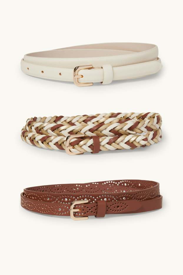 Dona - Paquet de 3 - cinturó - pell sintètica - marró