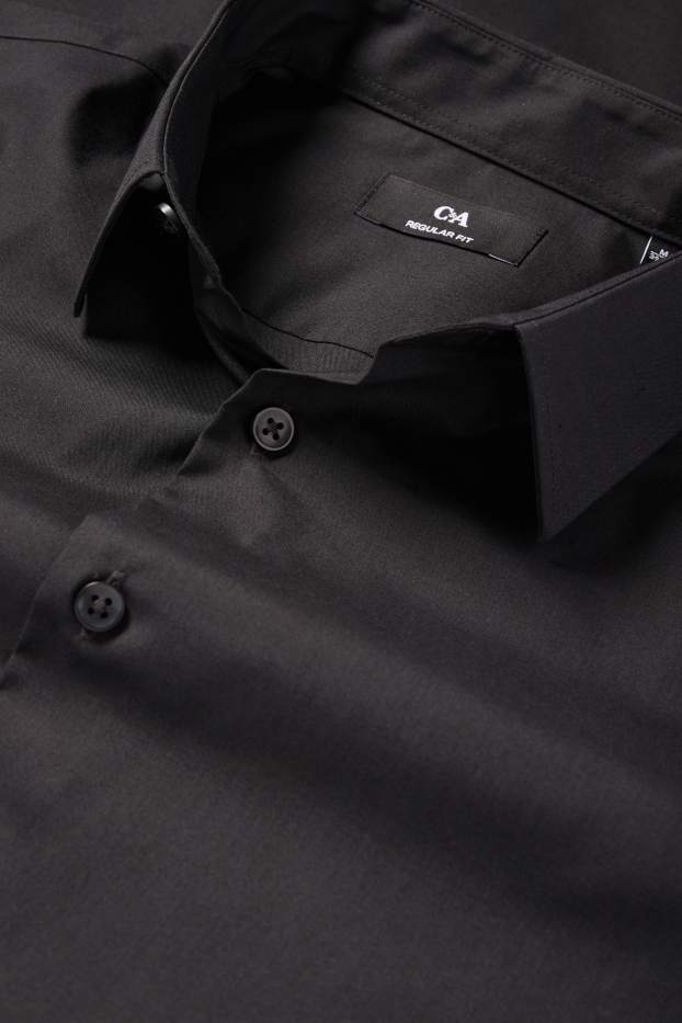 Pánské - Business košile - regular fit - kent - černá