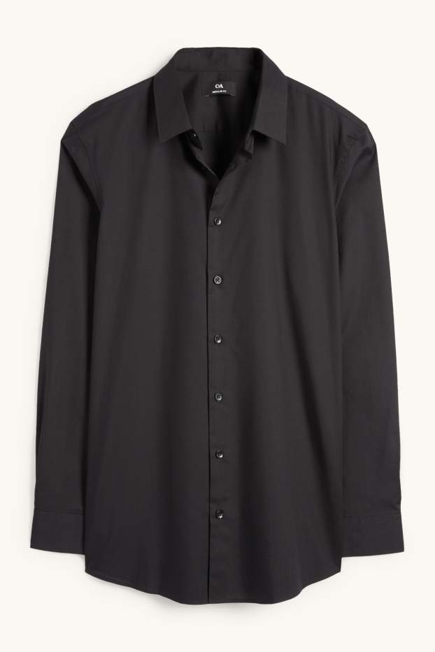 Pánské - Business košile - regular fit - kent - černá