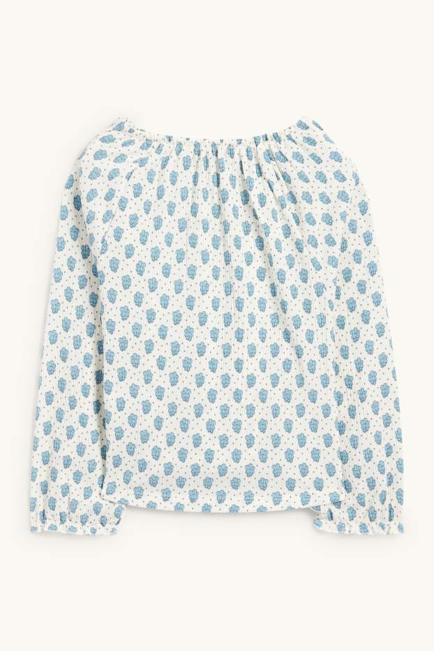 Children Girls - Blouse - floral - textured - cremewhite