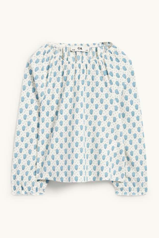Children Girls - Blouse - floral - textured - cremewhite