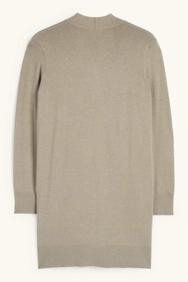 Damen - Lange Strickjacke - khaki