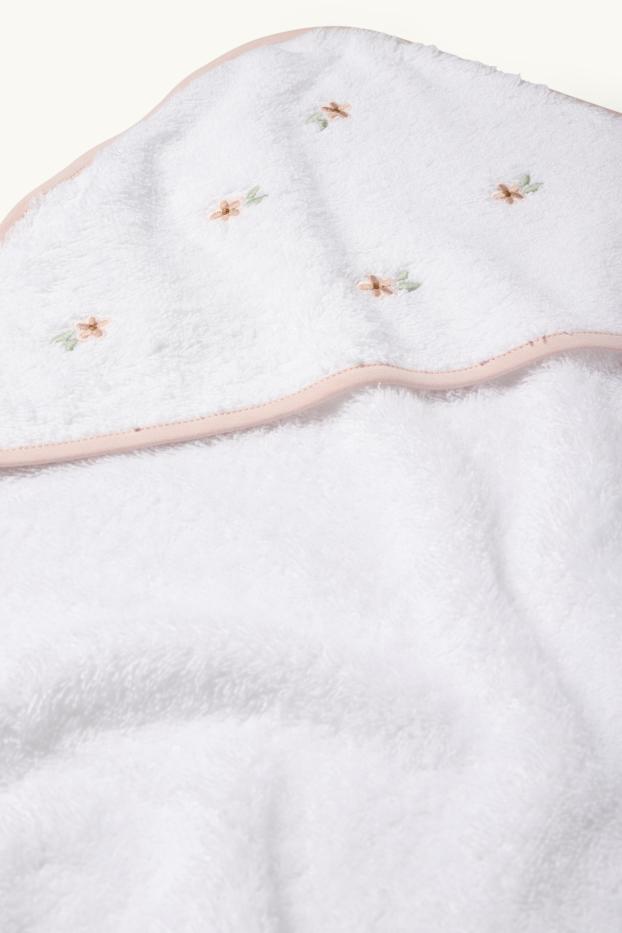 Bébés filles - Petites fleurs - serviette à capuche pour bébé - blanc