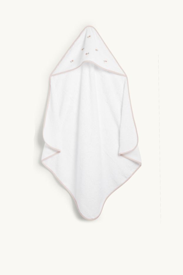 Bébés filles - Petites fleurs - serviette à capuche pour bébé - blanc