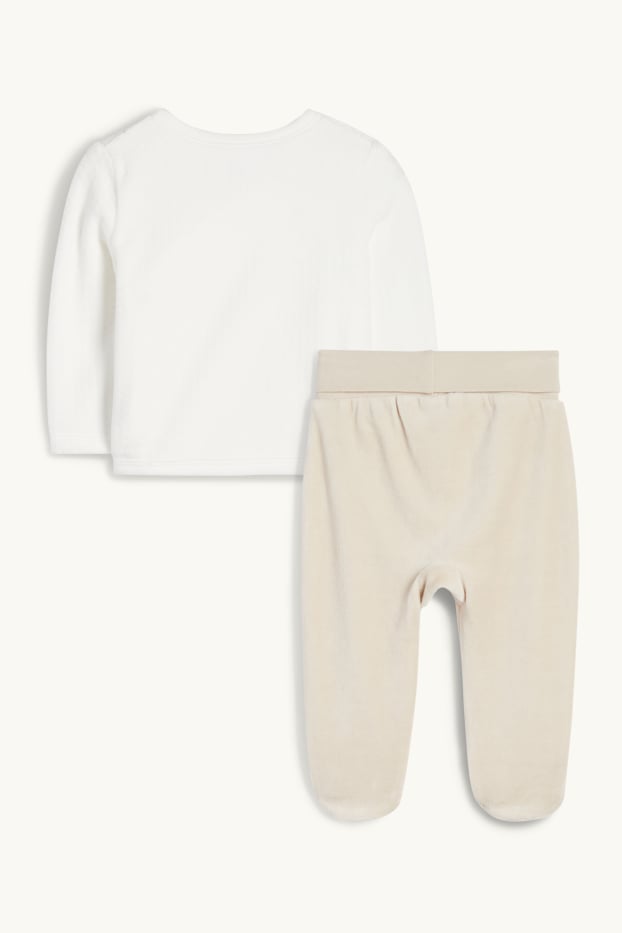 Unisex - Knabbel & Babbel - babypyjama - 2-delig - crème wit