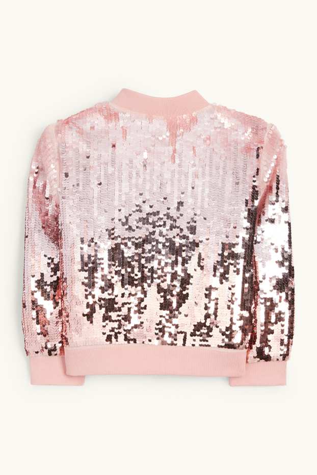 Děti - dívky - Pajetkový blouson - tmavě růžová