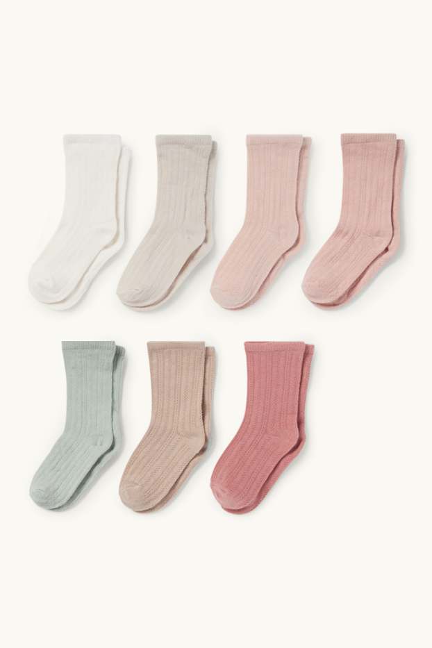 Bébés filles - Lot de 7 paires - chaussettes bébé - rose