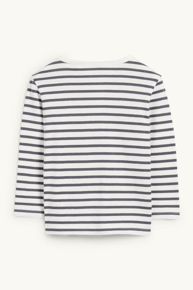 Bebeluși - băieți - Ursuleți - tricou cu mânecă lungă bebeluși - cu dungi - alb