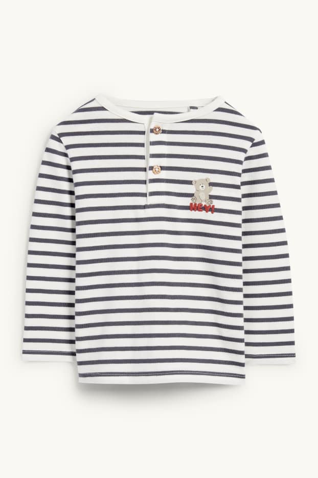 Bebeluși - băieți - Ursuleți - tricou cu mânecă lungă bebeluși - cu dungi - alb