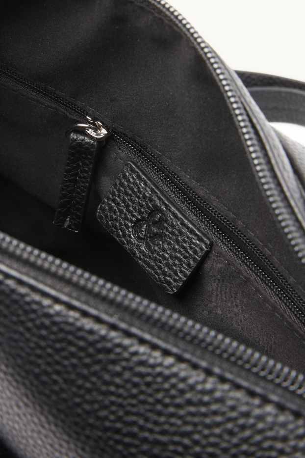 Damen - Umhängetasche - Lederimitat - schwarz