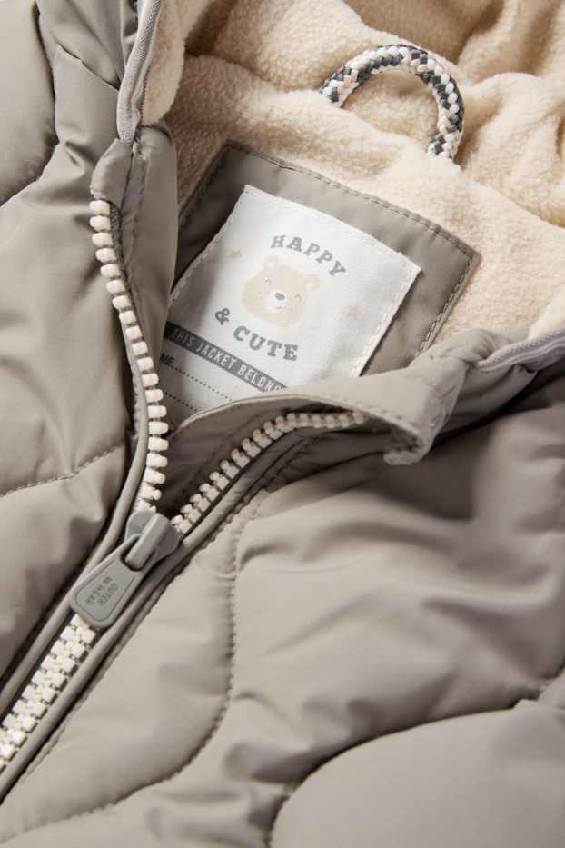 Baby Boys - Baby quilted gilet with hood - water-repellent - gray