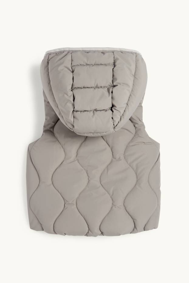 Baby Boys - Baby quilted gilet with hood - water-repellent - gray
