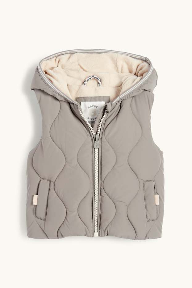 Baby Boys - Baby quilted gilet with hood - water-repellent - gray