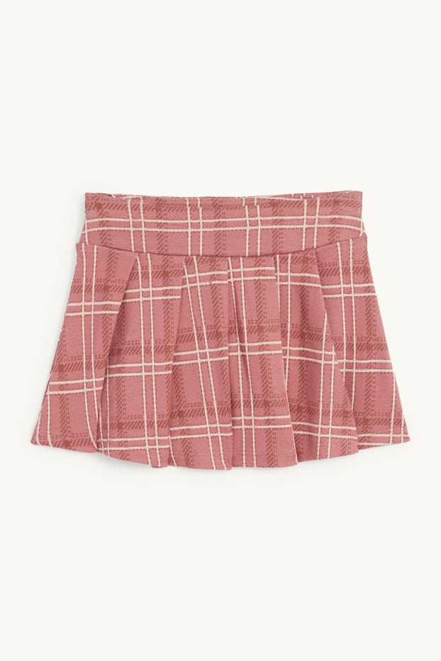 Kinder Mädchen - Rock - kariert - dunkelrosa