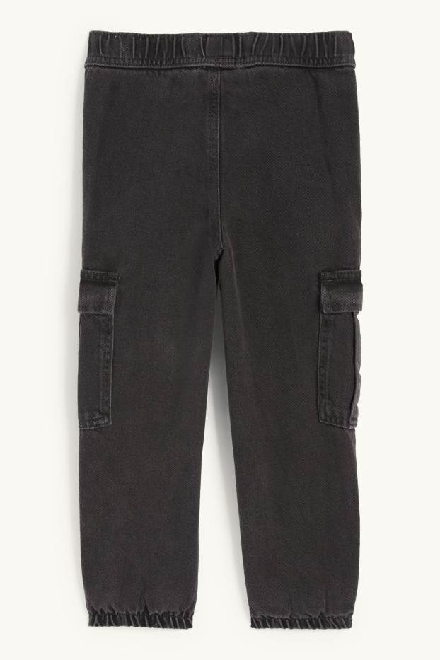 Children Boys - Thermal cargo jeans - black