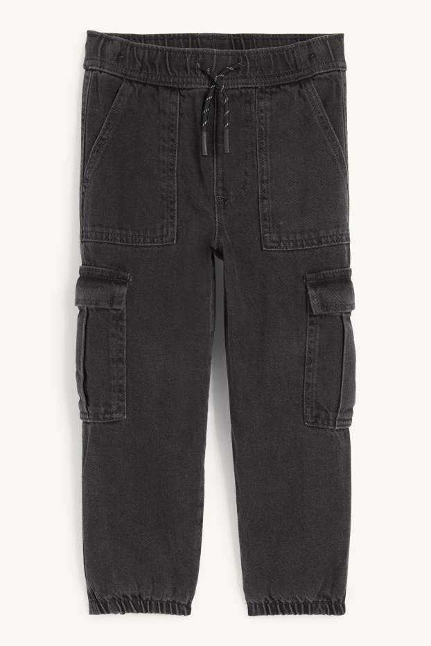 Children Boys - Thermal cargo jeans - black
