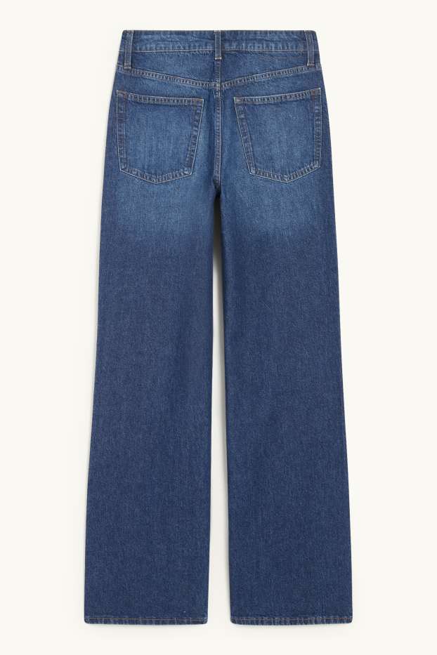 Women - Wide leg jeans - high waist - blue denim