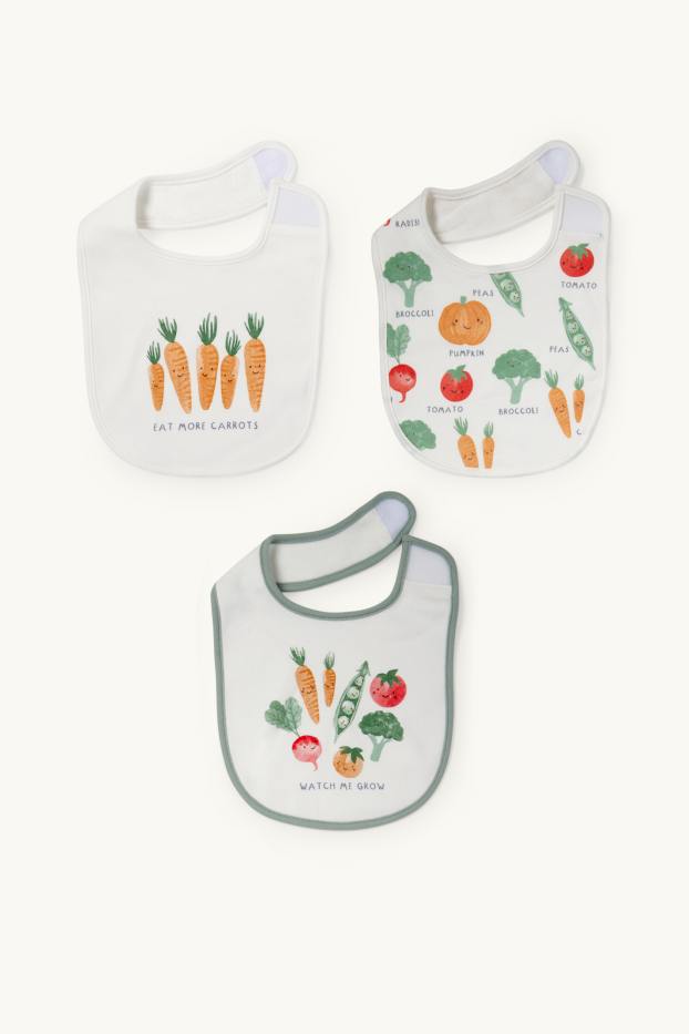 Bebeluși - fete - Multipack 3 buc. - legume - bavete bebeluși - alb