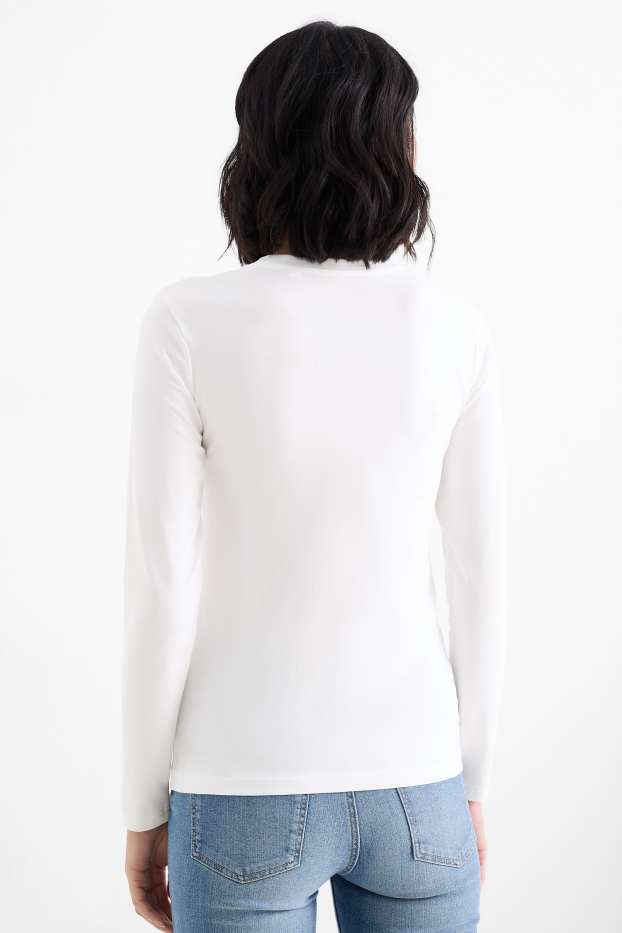 Femmes - Lot de 2 - hauts à manches longues - vert foncé / blanc