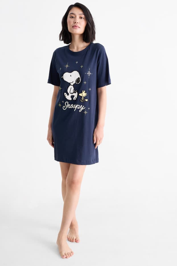 Donna - Camicia da notte - Snoopy - blu scuro