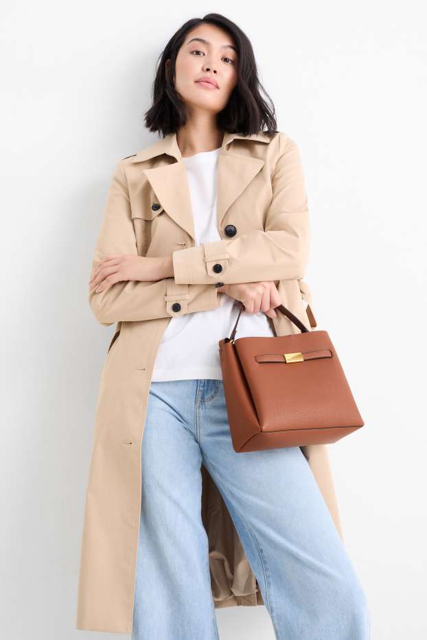 Dámské - Taška přes rameno - imitace kůže - hnědá