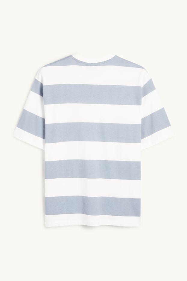 Home - Samarreta de màniga curta - relaxed fit - acanalada - blanc/blau