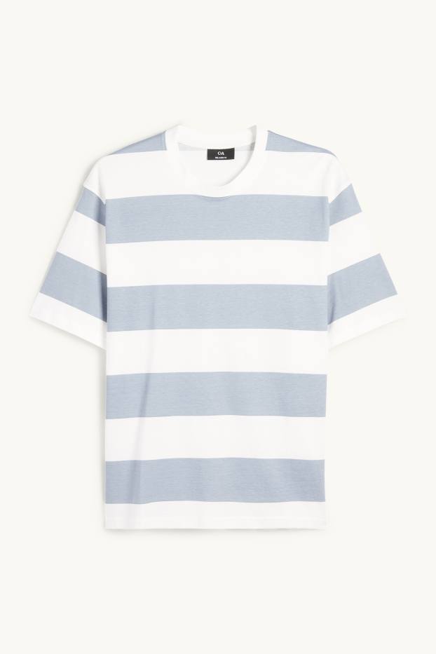 Home - Samarreta de màniga curta - relaxed fit - acanalada - blanc/blau