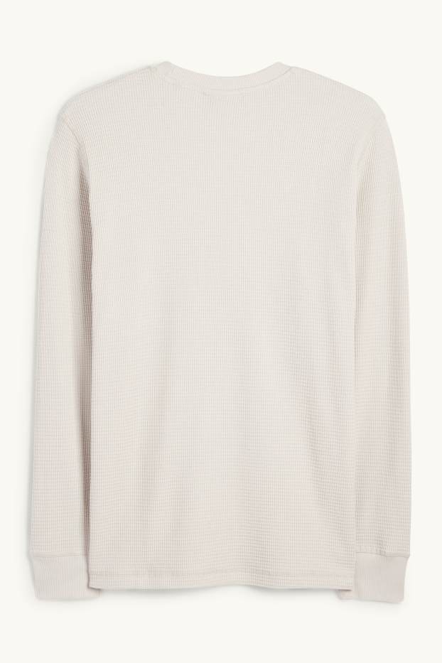 Uomo - Maglia a maniche lunghe - tramata - beige chiaro