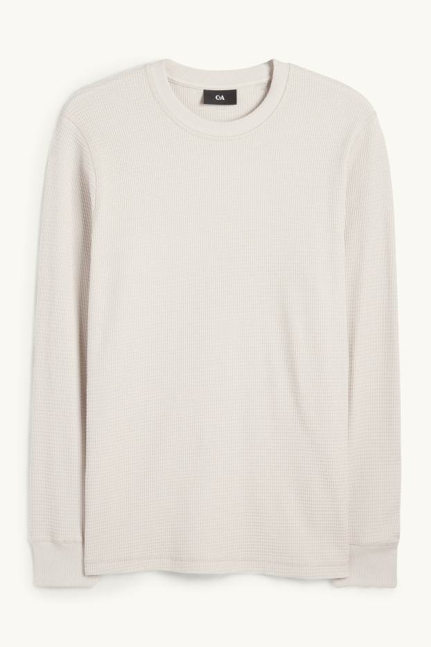 Uomo - Maglia a maniche lunghe - tramata - beige chiaro