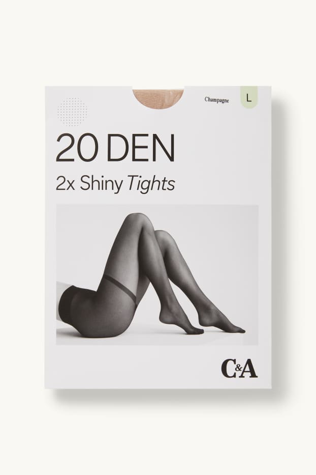 Dames - Set van 2 - panty - LYCRA® - 20 DEN - champagnekleurig