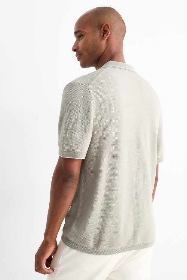 Herren - Strick-Poloshirt - Regular Fit - hellgrau