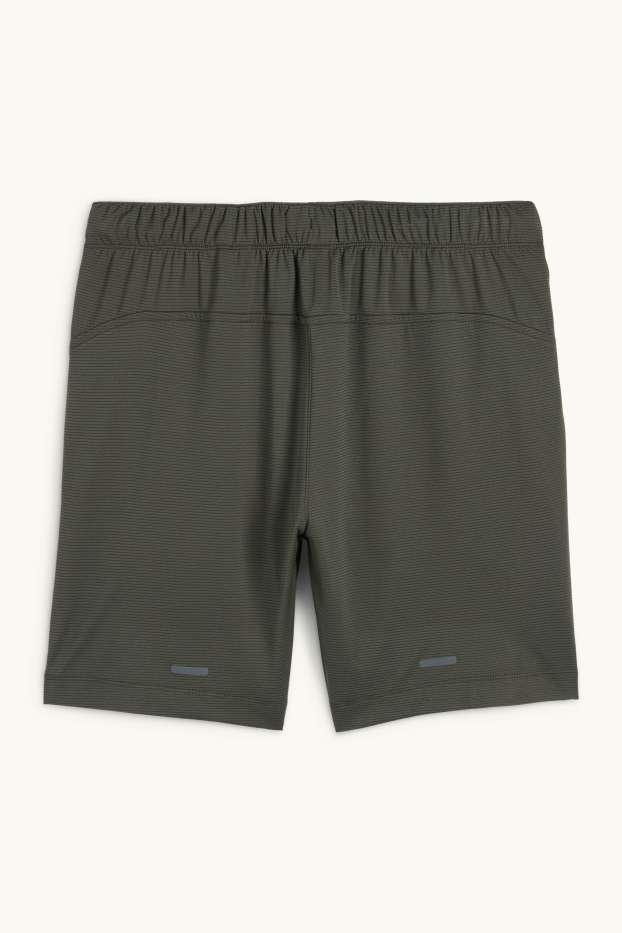 Hommes - Short de sport - texturé - vert foncé