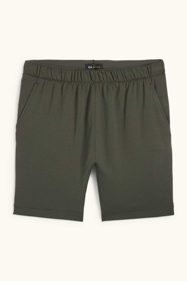 Hommes - Short de sport - texturé - vert foncé