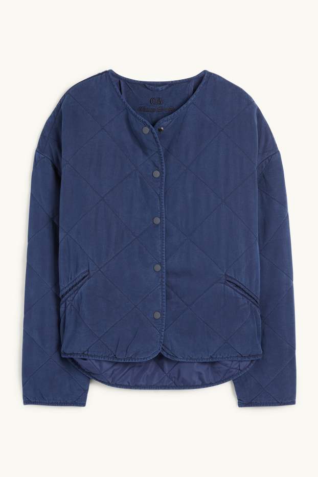 Dámské - Prošívaná bunda - tmavomodrá