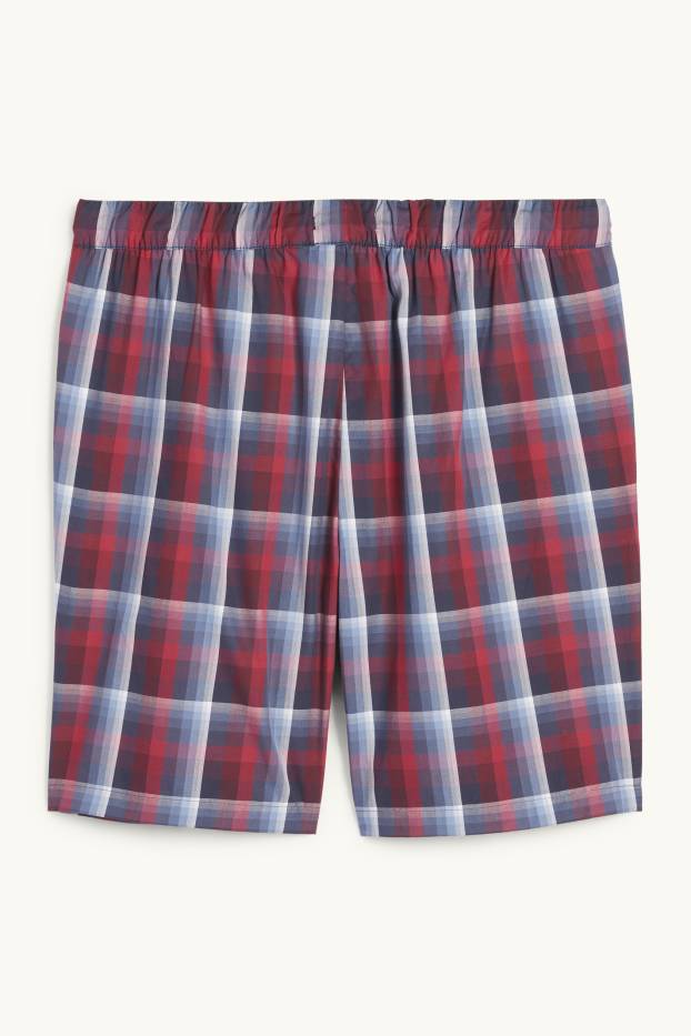 Hommes - Short de pyjama - à carreaux - rouge / bleu foncé