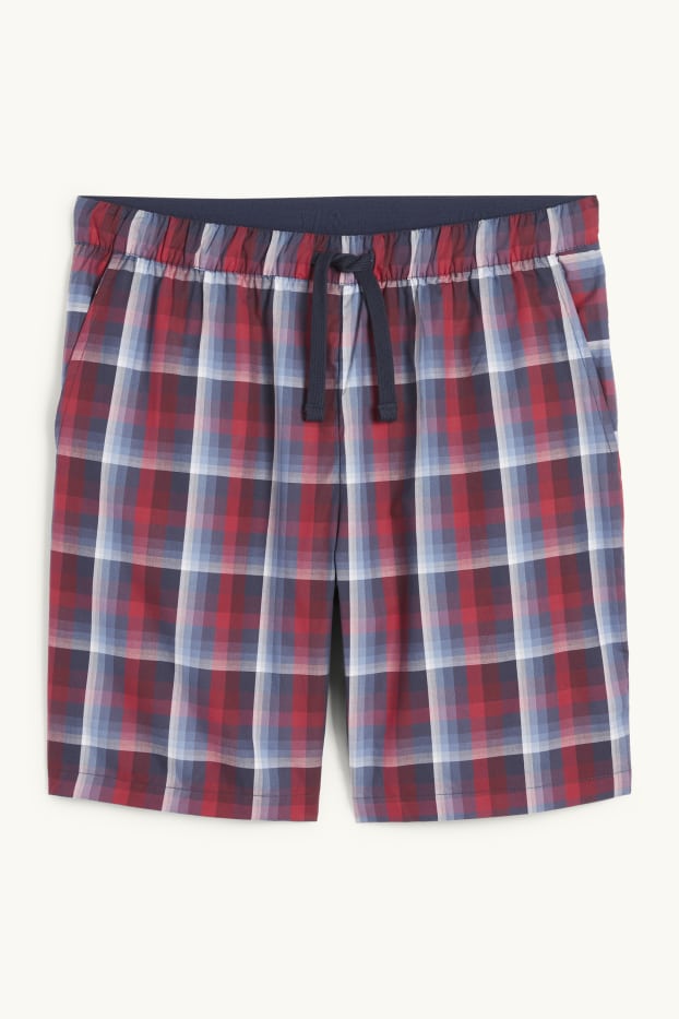 Hommes - Short de pyjama - à carreaux - rouge / bleu foncé
