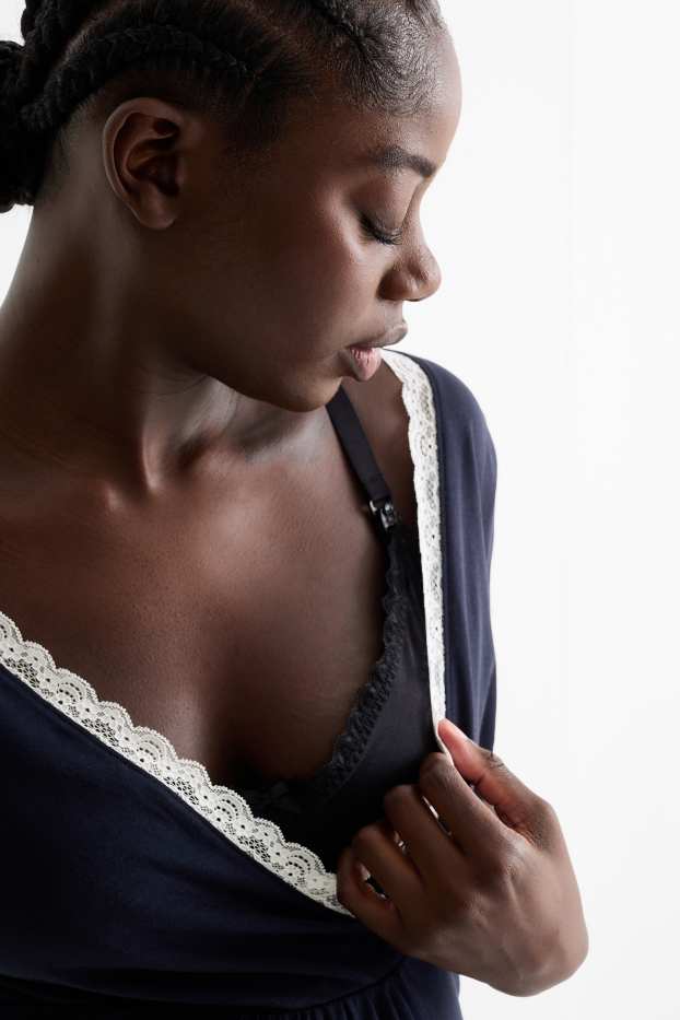 Femmes - Chemise de nuit d'allaitement - bleu foncé