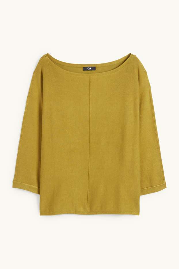 Femmes - Pull en maille fine - noir / beige