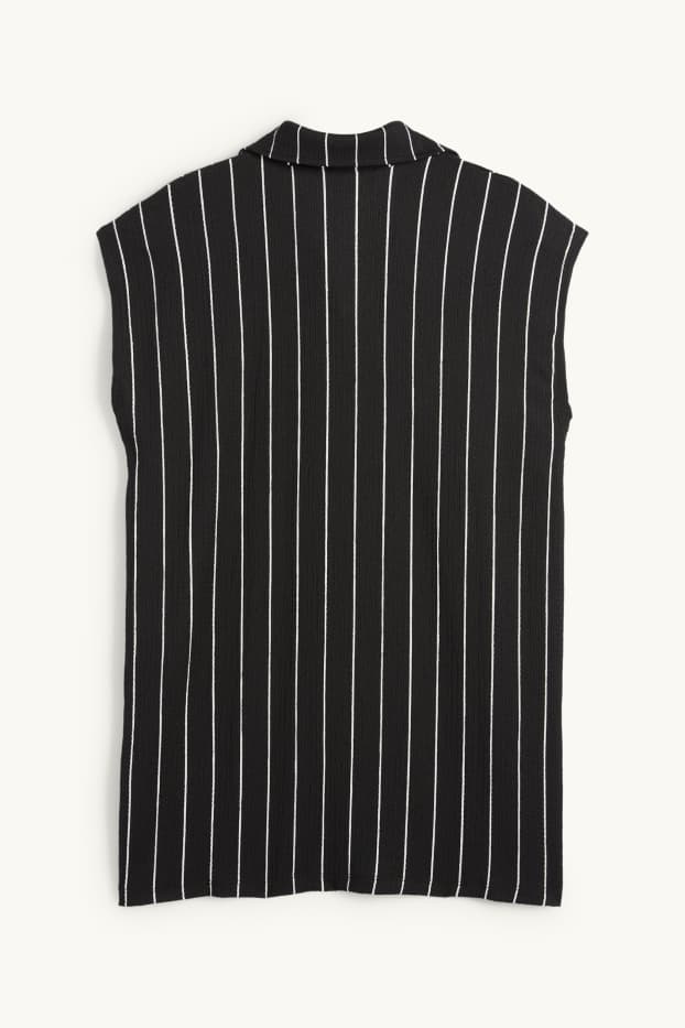 Dames - Blousetop - gestreept - met structuur - zwart