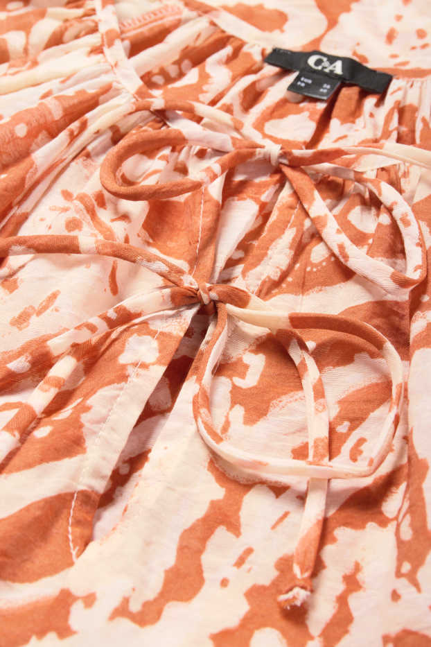 Femmes - Chemisier à encolure en V - à motif - orange foncé