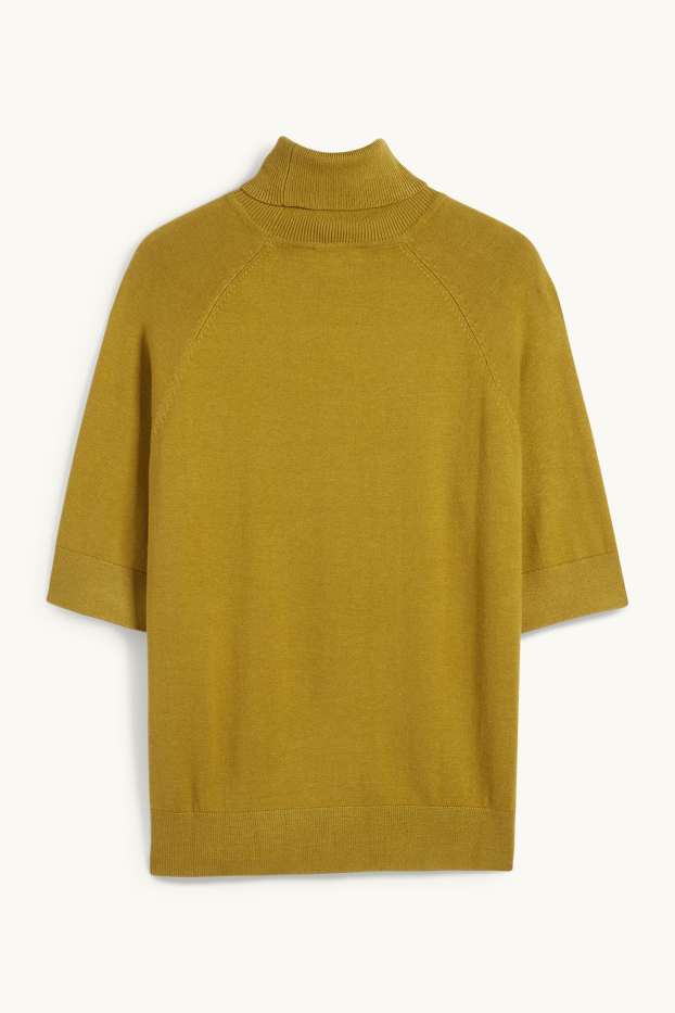 Women - Turtleneck jumper - short sleeve - green