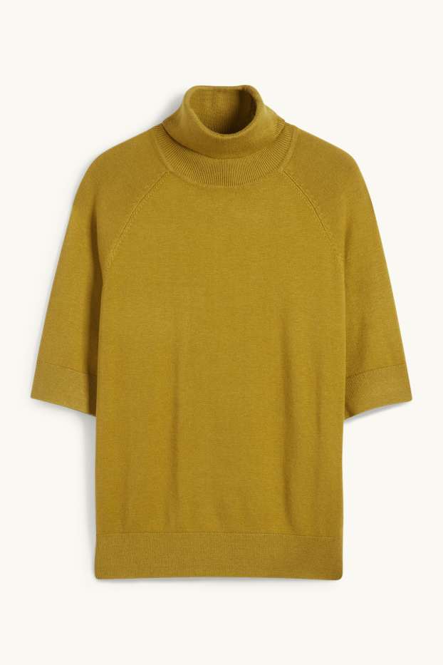 Women - Turtleneck jumper - short sleeve - green