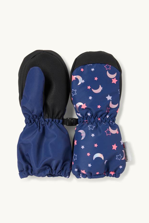 Bambine - Luna e stella - muffole da sci - impermeabili - blu scuro