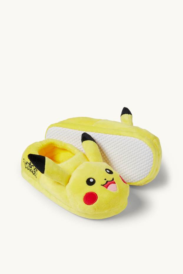 Kinder Buben - Pokémon - Pikachu - Hausschuhe - gelb