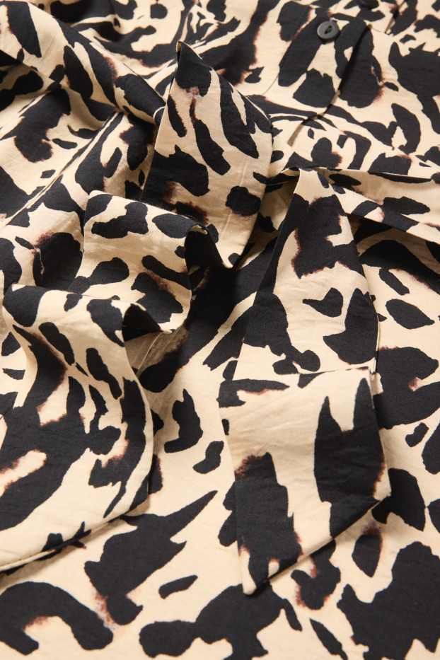 Femmes - Robe-chemisier - à motif - noir / beige