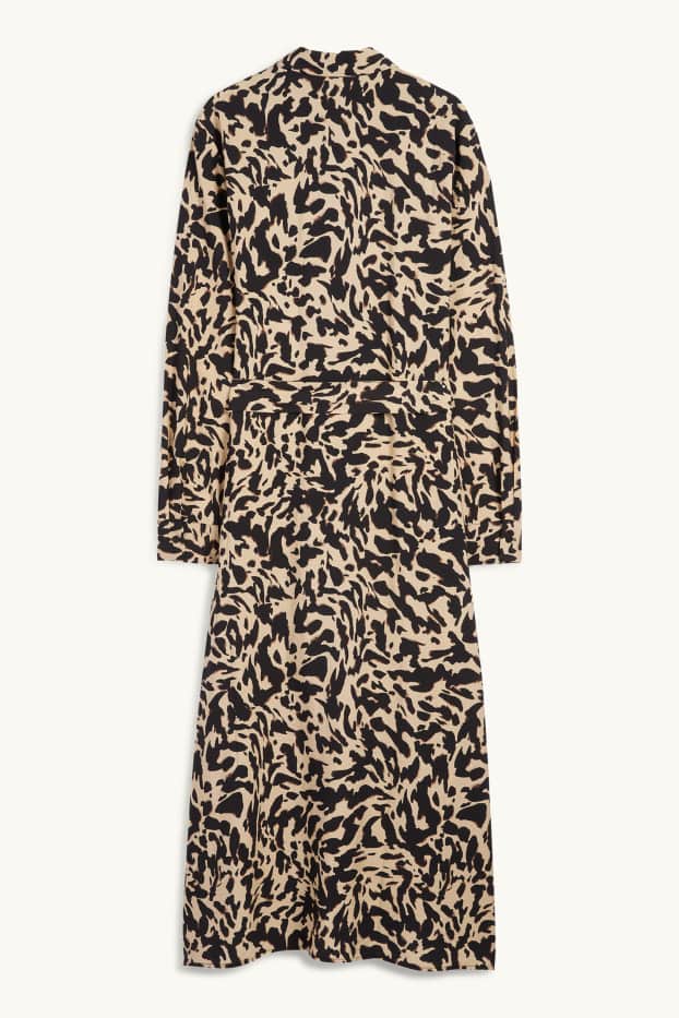 Femmes - Robe-chemisier - à motif - noir / beige