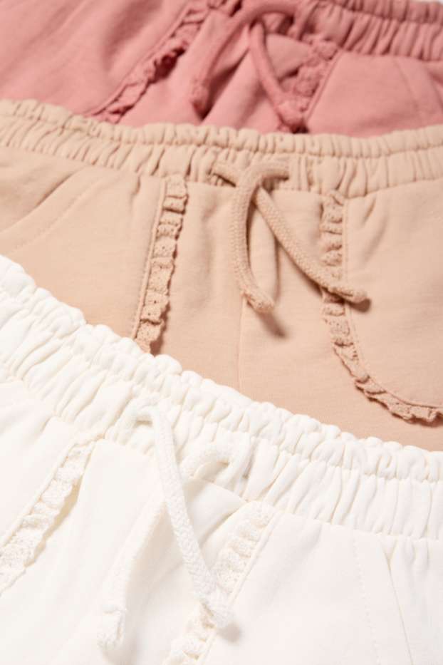 Bébés filles - Lot de 3 - pantalons de jogging bébé - blanc crème