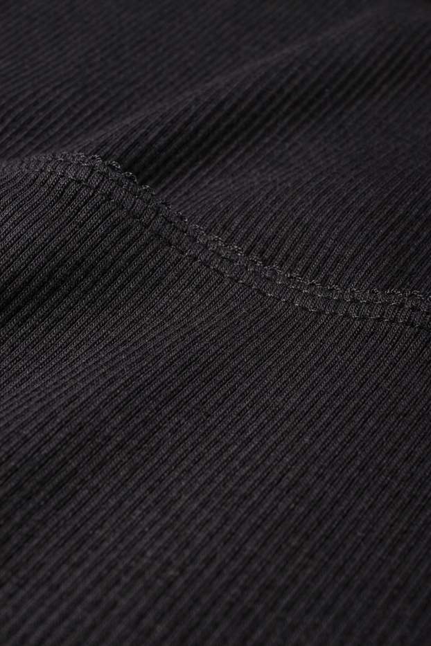 Dames - Korte longsleeve - geribd - zwart