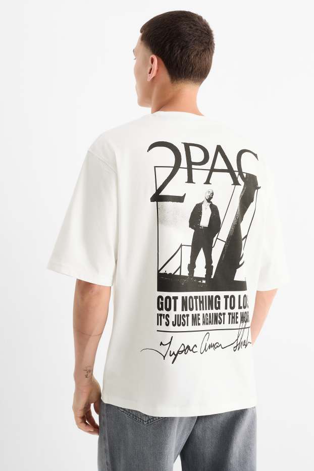 Hommes - T-shirt - oversize - Tupac - blanc
